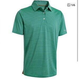 Men Golf Polo Short Sleeve Striped Performance Moisture Dry Shirts Green size L